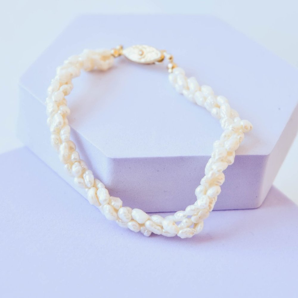 Vintage Pearl Bracelet, Freshwater Pearl Jewelry, Vintage Real Pearl Jewelry